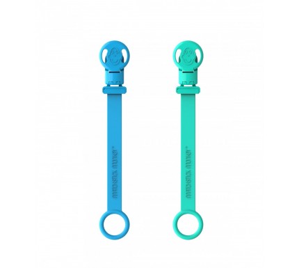 Double Soother Clip - Blue & Green